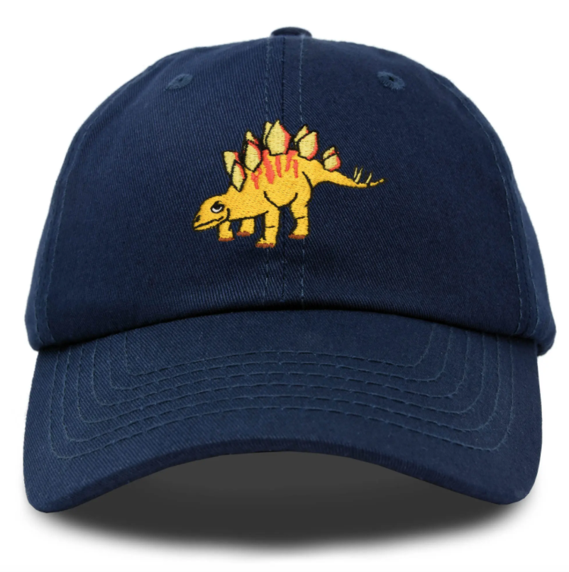 Stegosaurus Dinosaur Baseball Cap Navy Blue