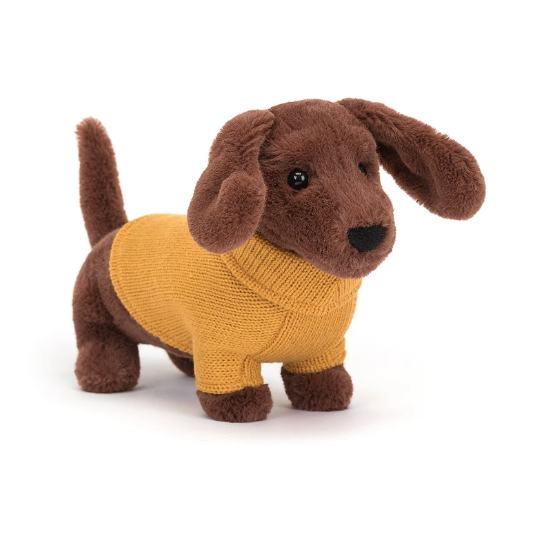 JellyCat JellyCat Sweater Sausage Dog Yellow