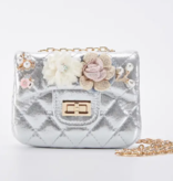 Silver Floral Shinny Quilted Purse