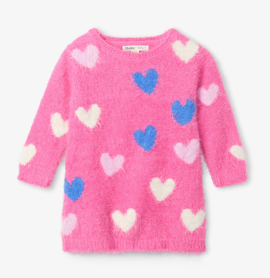 Hatley Confetti Hearts Fuzzy Sweater Dress