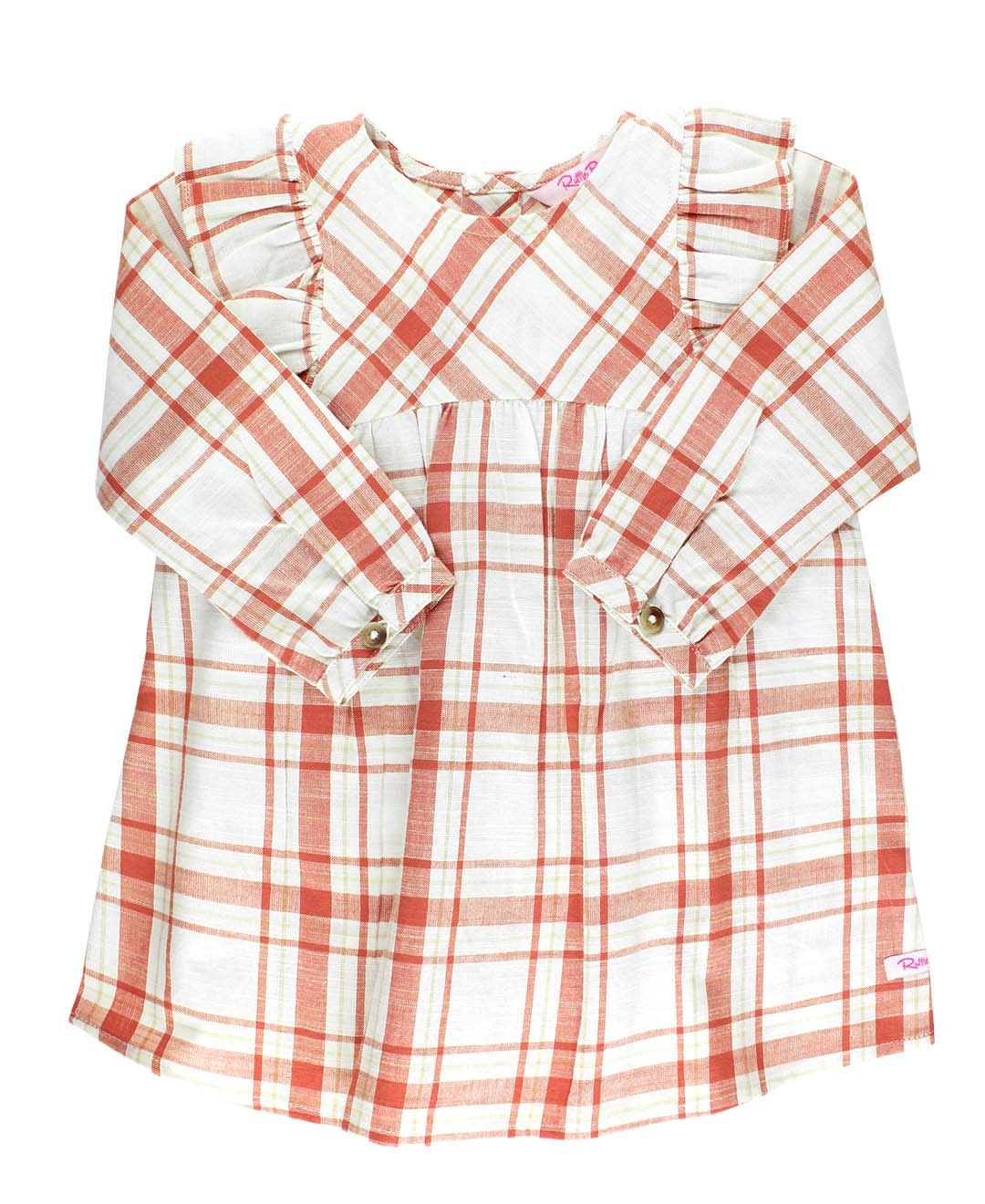 Rufflebutts Plaid Flutter Button Back Dress