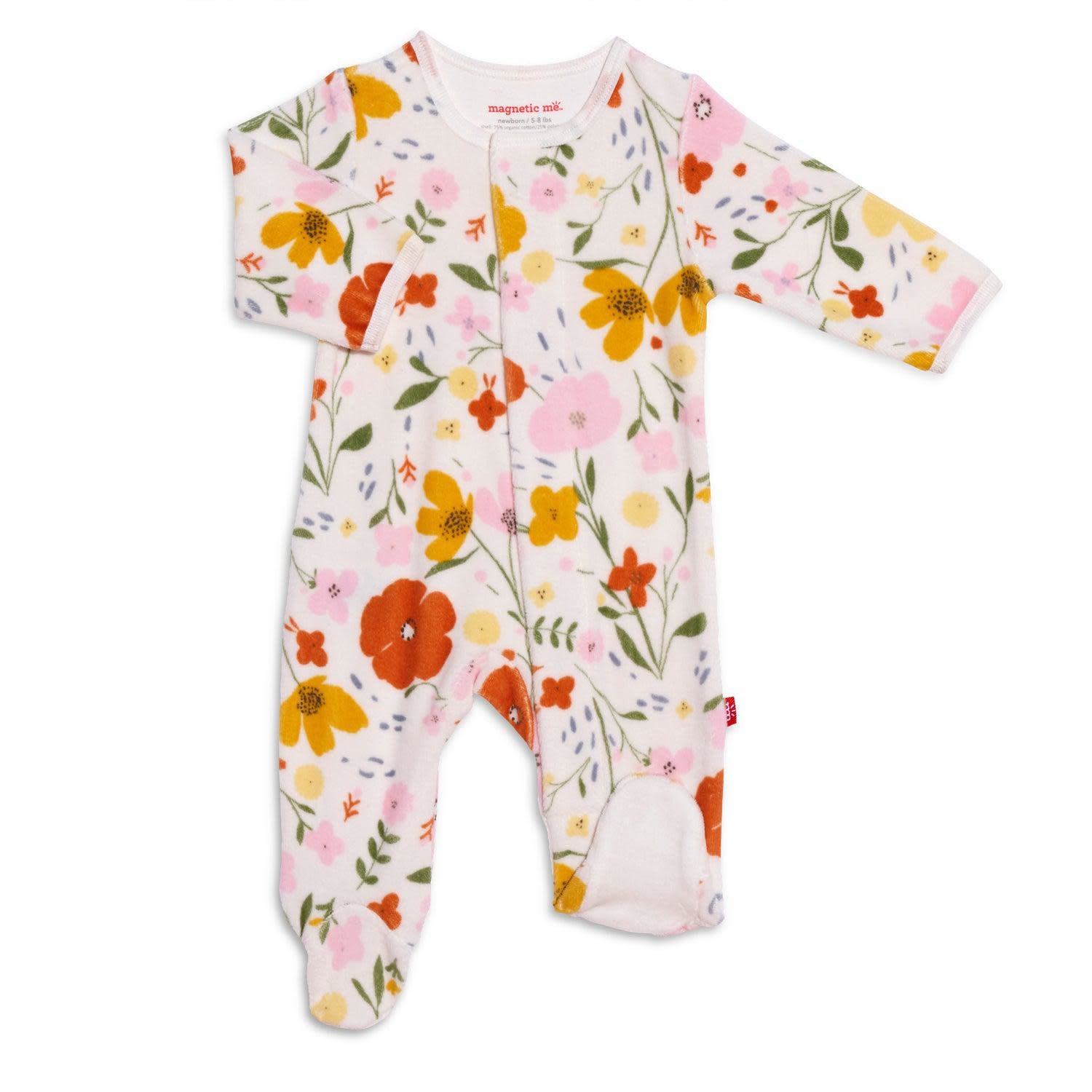 Magnificent Baby Magnetic Me Posies Floral Velour Magnetic Footie