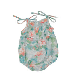 Angel Dear Angel Dear Floral Flamingoes  Tie Strap Smocked Bubble