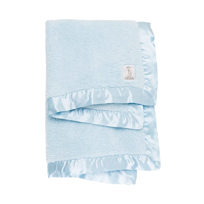 Little Giraffe Chenille Blanket Light Blue Tiny Hanger Tiny Hanger