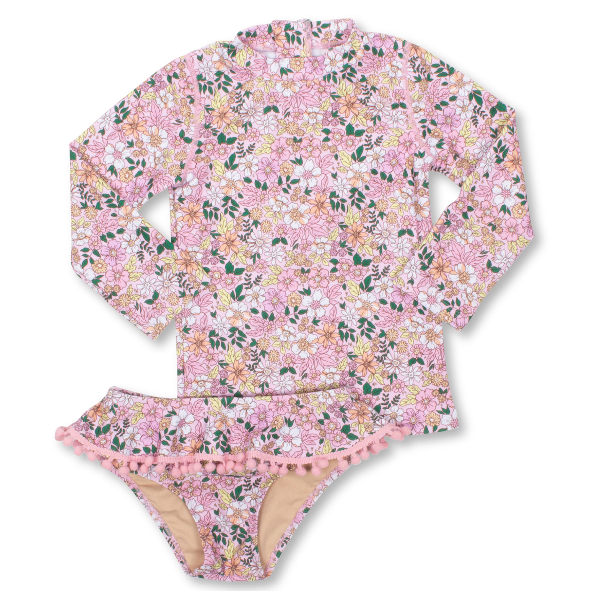 Shade Critters Shade Critters Pink Ditsy Floral Rashguard Set Swimsuit