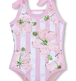 Shade Critters Shade Critters Hibiscus Stripe Flip Sequin Swimsuit