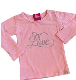 Silver Love on Pink Shirt