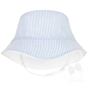 Wee Ones Reversible Seersucker Bucket Hat with Straps