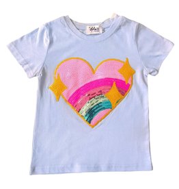 Lola & the Boys Lola & The Boys Rainbow Sparkle Heart T-Shirt