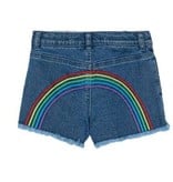 Lola & the Boys Lola & The Boys Embroidered Rainbow Denim Shorts