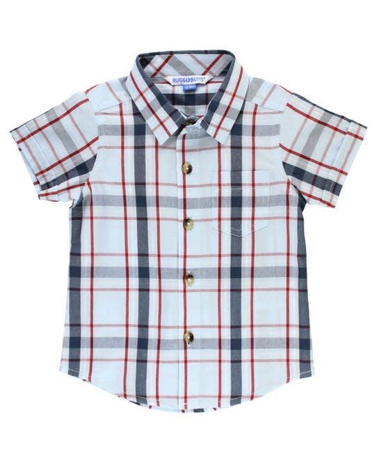 Rugged Butts Plaid Classic  Short Sleeve Button Down Shirt