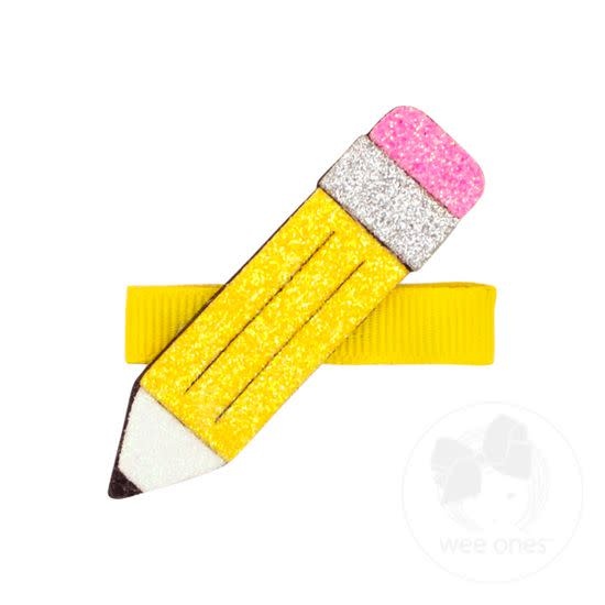 Wee Ones Glitter School Pencil Hair Clip