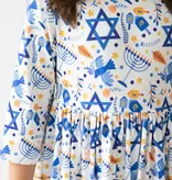 Mila & Rose Mila & Rose Happy Hanukkah 3/4 Sleeve Pocket Twirl Dress