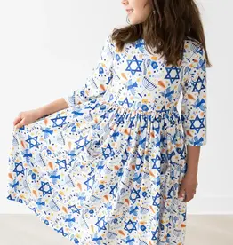 Mila & Rose Mila & Rose Happy Hanukkah 3/4 Sleeve Pocket Twirl Dress