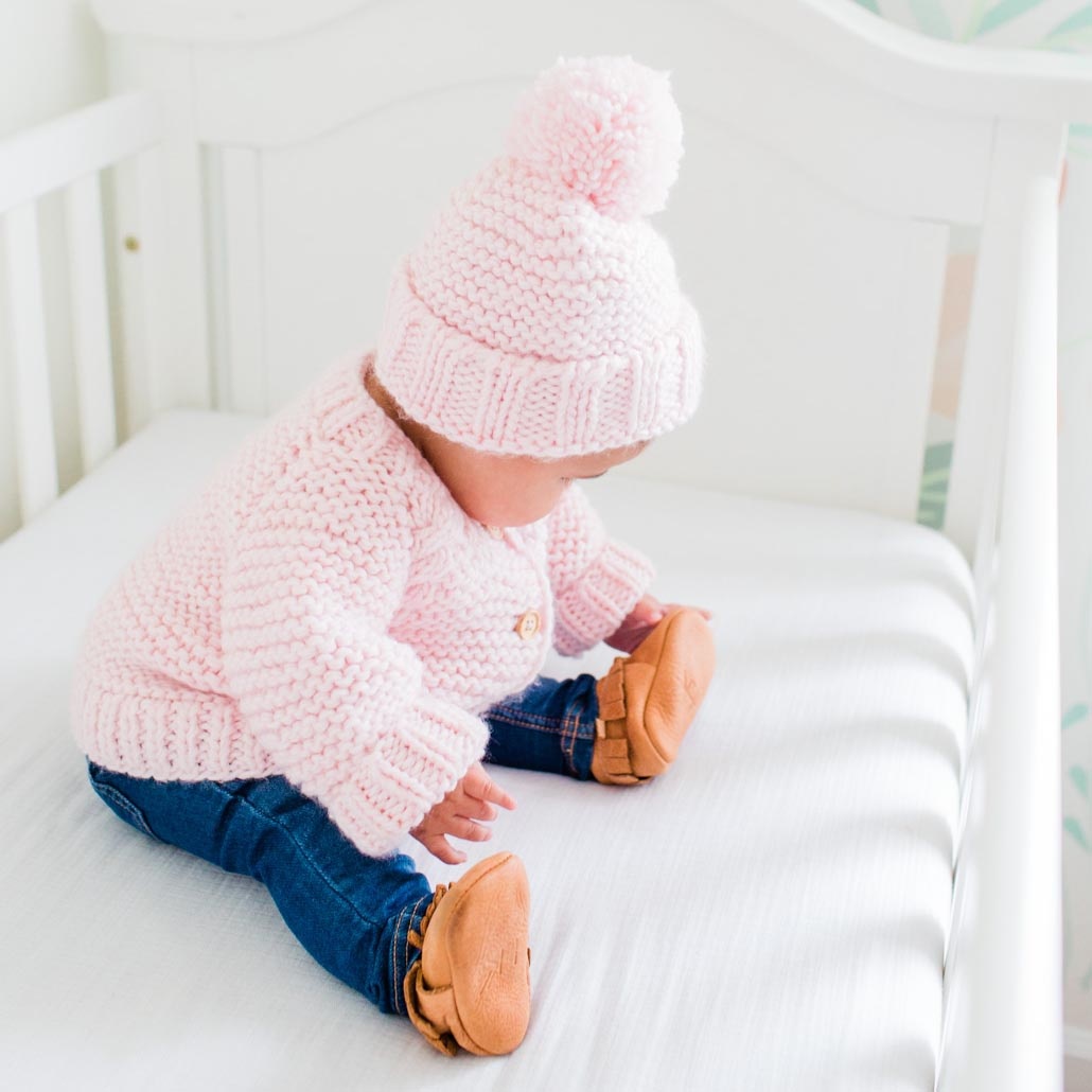 Blush Garter Stitch Knit Bonnet