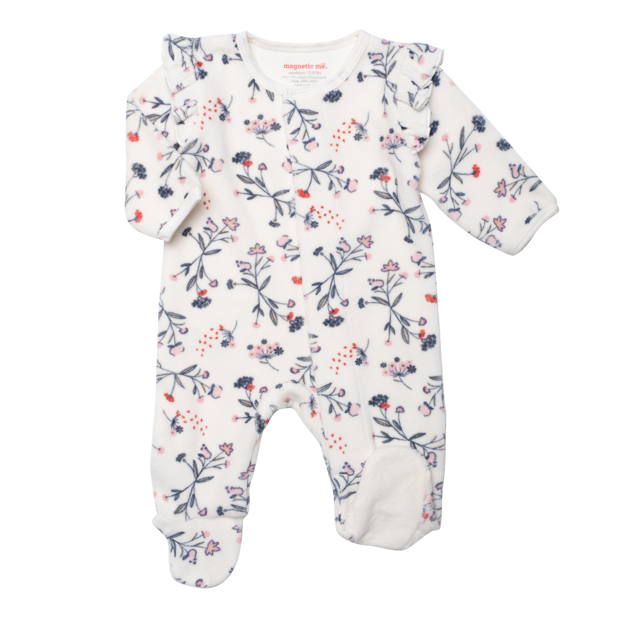 Magnificent Baby Magnetic Me Autumn Velour Magnetic Footie