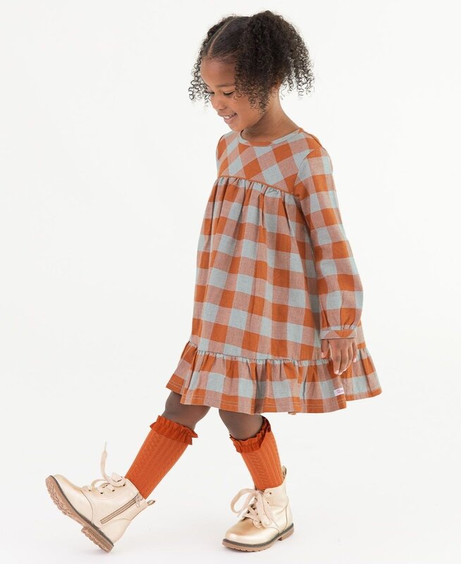 RuffleButts Rufflebutts Long Sleeve Ruffle Hem Dress