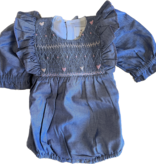 Maddie & Connor Maddie & Connor Chambray Hearts Smocked Ruffle Bubble
