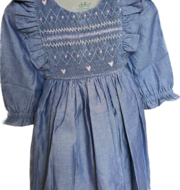 Maddie & Connor Maddie & Connor Chambray Hearts Ruffle Dress