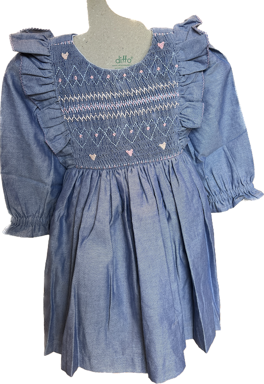 Maddie & Connor Maddie & Connor Chambray Hearts Ruffle Dress