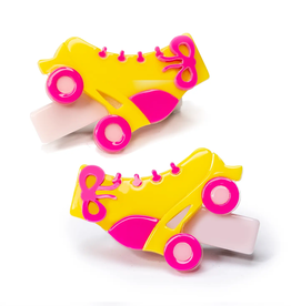 Lilies & Roses Roller Skates Pink Yellow Alligator Clips