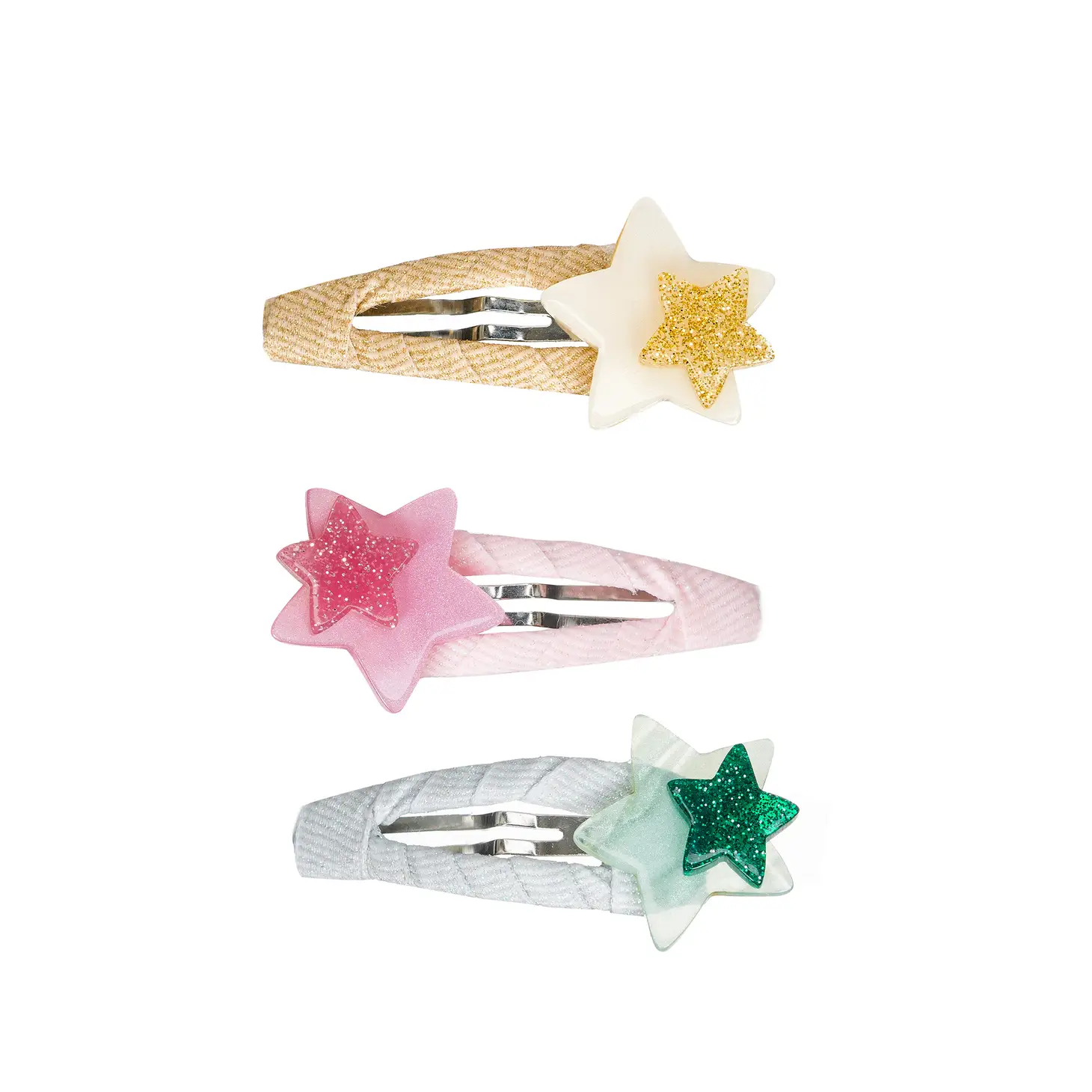 Lilies & Roses Stars Double Mint Pink Gold Snap Clips