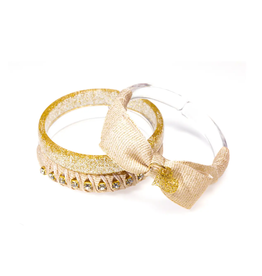 Lilies & Roses Fancy Gold Fabric Bangle Set/3