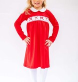 Maddie & Connor Maddie & Connor Pima Candy Cane Smocked Bow Dress