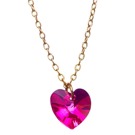 Bottleblond Jewels Dark Pink Swarovski Heart Necklace