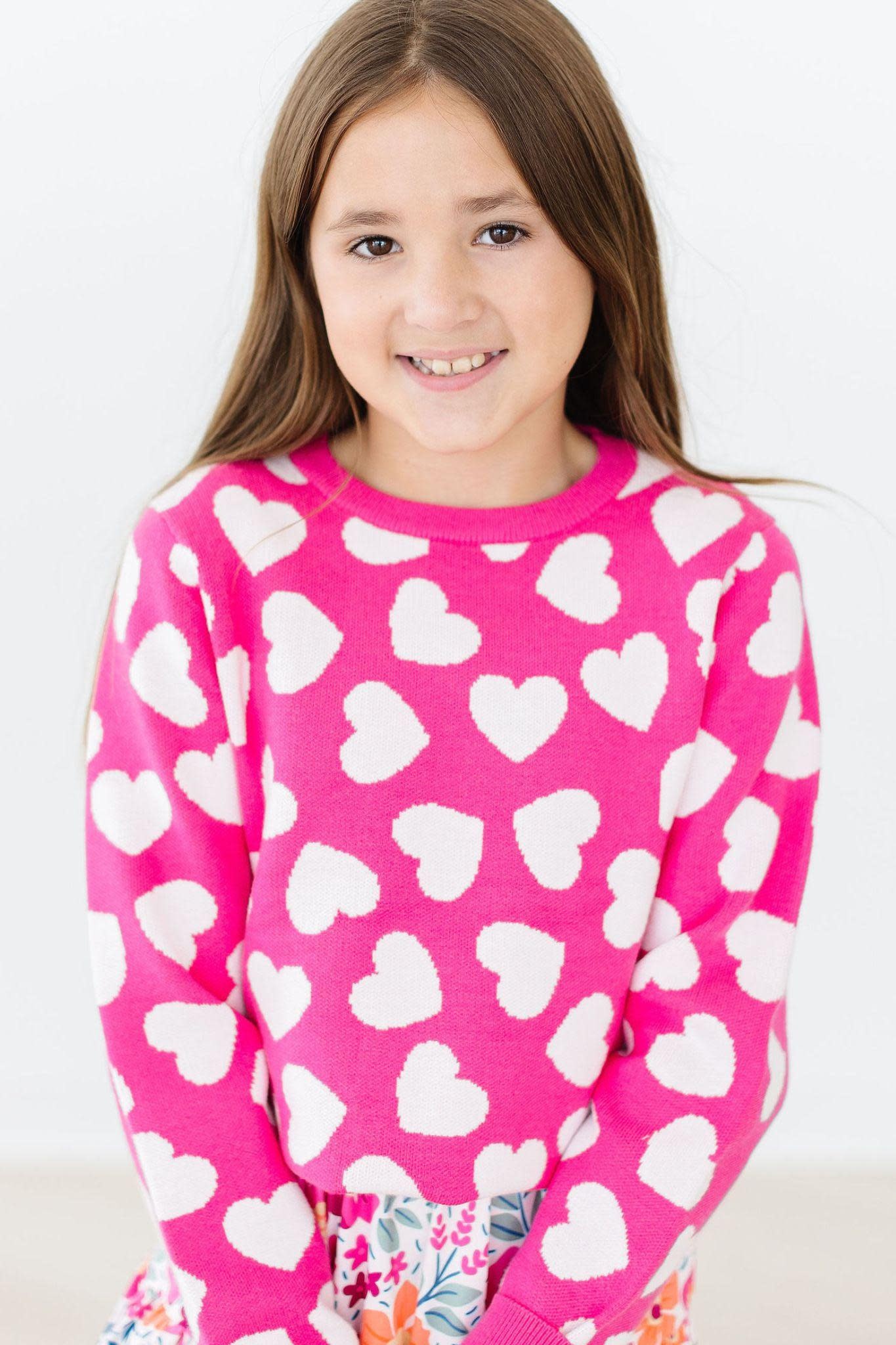 Mila & Rose Mila & Rose Hot Pink Hearts Sweater
