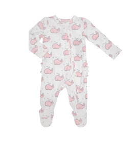 Angel Dear Angel Dear Bubble Whale Ruffle 2 Way Zipper Footie