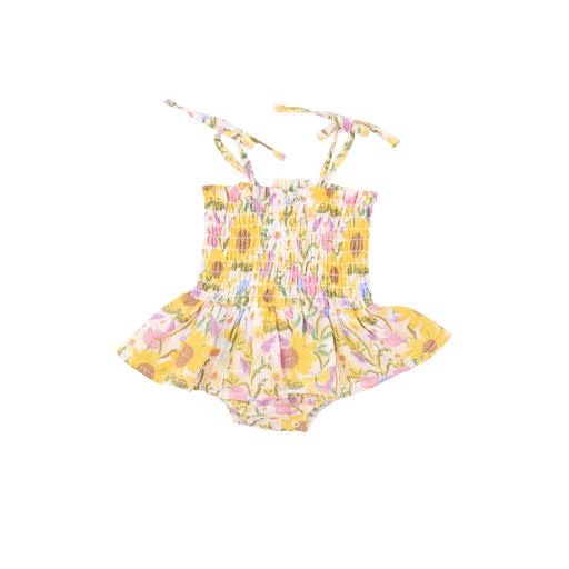 Angel Dear Angel Dear Sunflower Dream Floral  Smocked Bubble w/Skirt