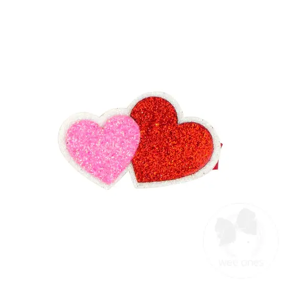Wee Ones Large Glitter Double-heart Hair Clip