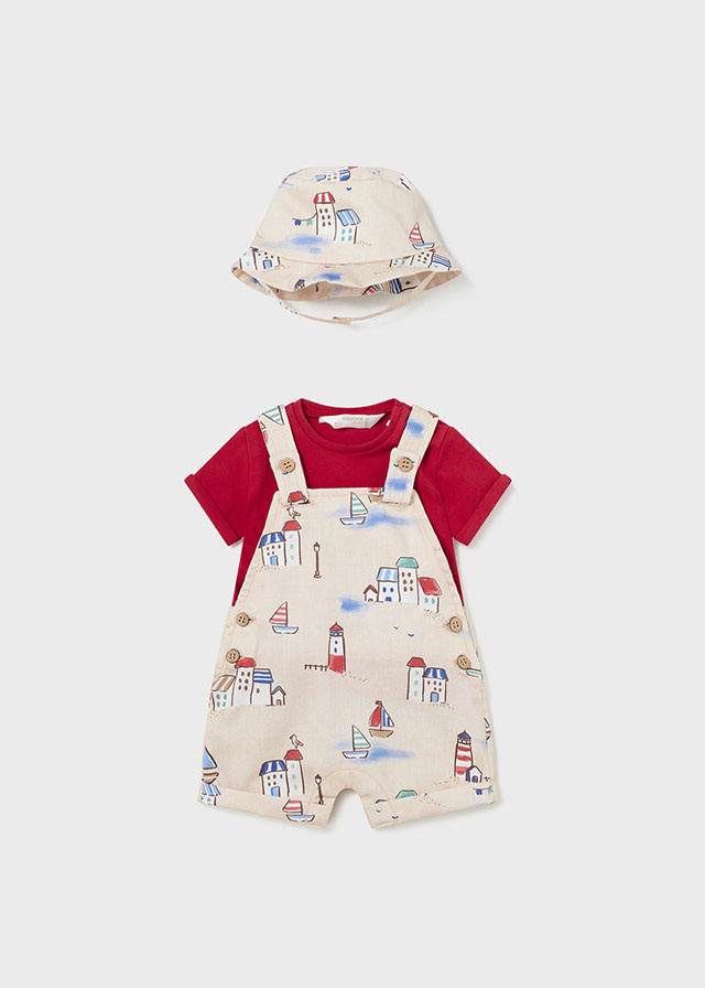 Mayoral Mayoral Beach House Dungaree w/Hat Set