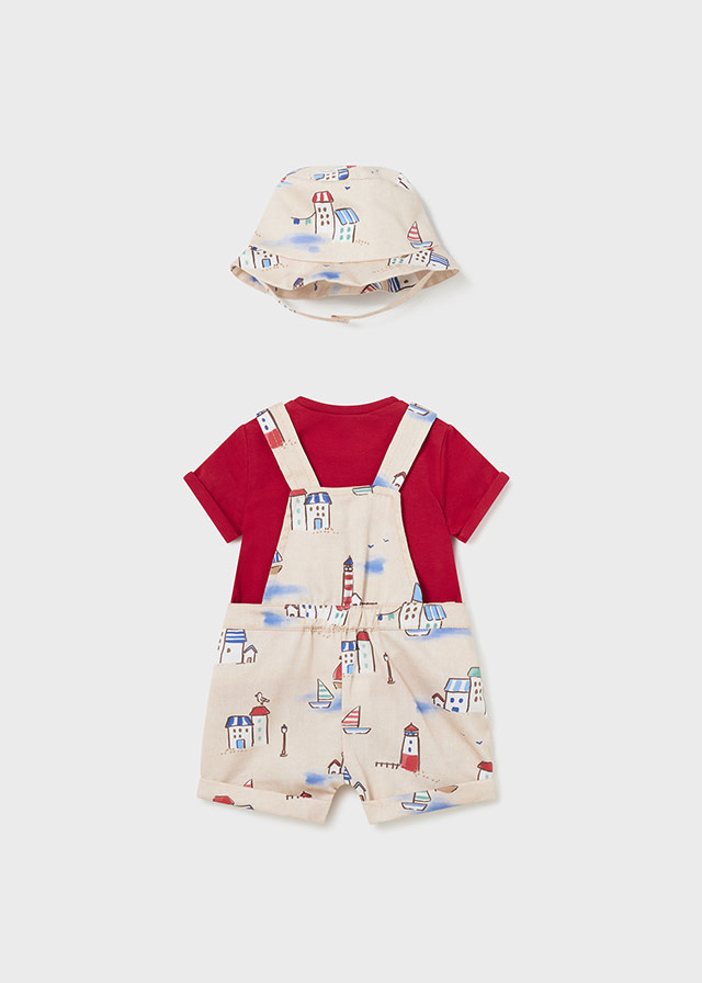Mayoral Mayoral Beach House Dungaree w/Hat Set