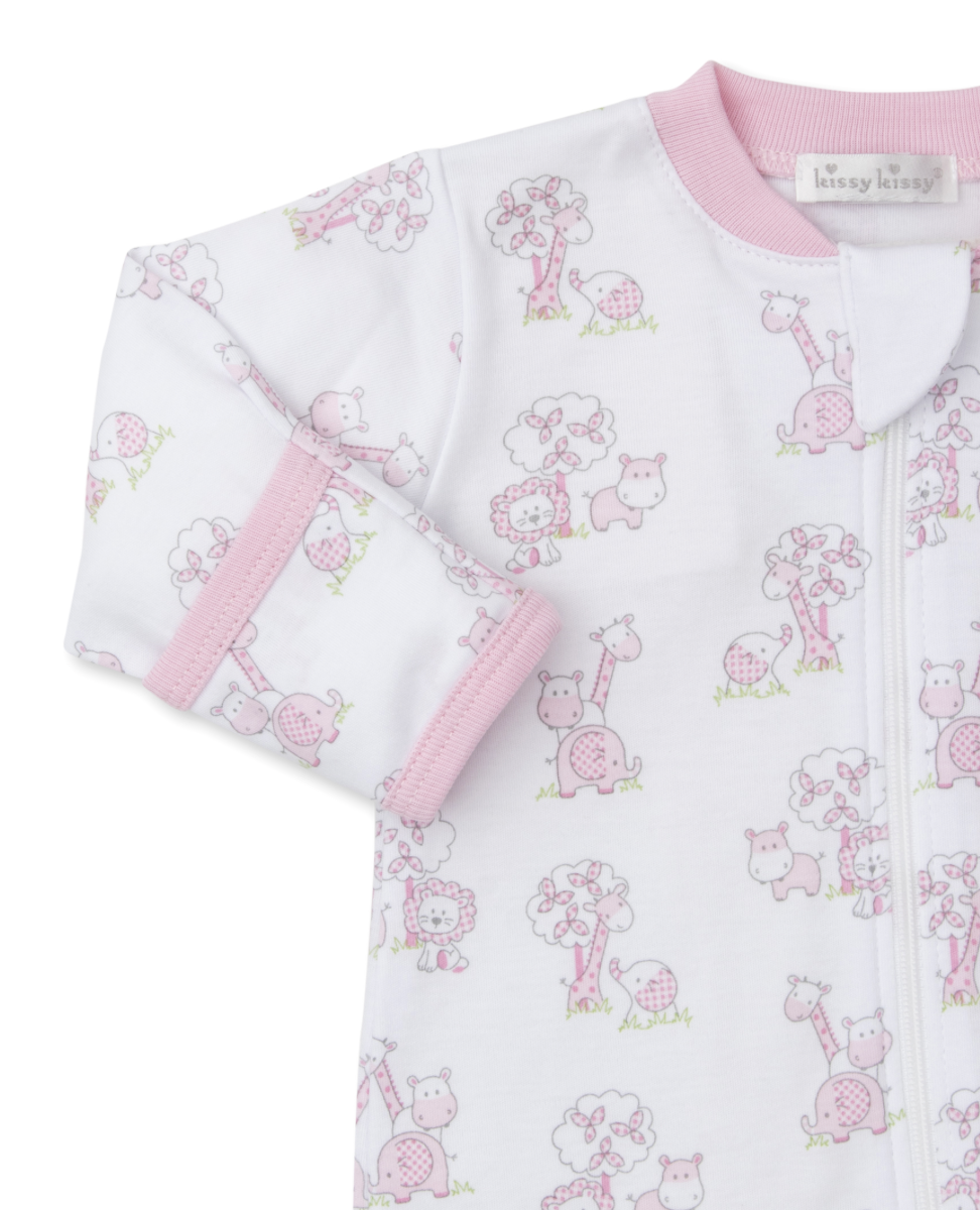 kissy kissy Kissy Kissy Gingham Jungle Zip Footie