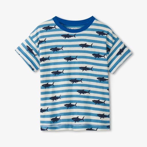 Hatley Hatley Shark Stripes Slouchy Tee