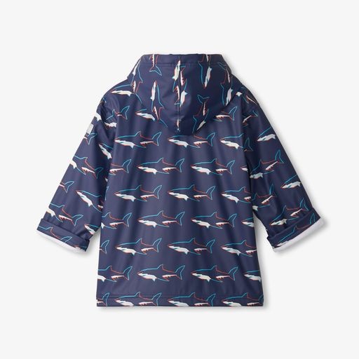 Hatley Hatley Color Change Sharks Zip Up Rain Jacket