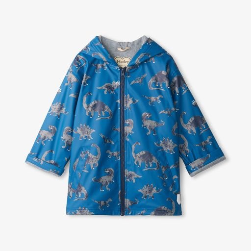 Hatley Hatley Broken Dino Stamp Zip Up Rain Jacket