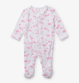 Hatley Hatley Starry Night Pink Baby Ruffle Bum Footed Coverall