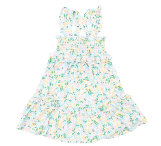 Angel Dear Angel Dear Color Fill Daisies Smocked Ruffle Tiered  Sundress