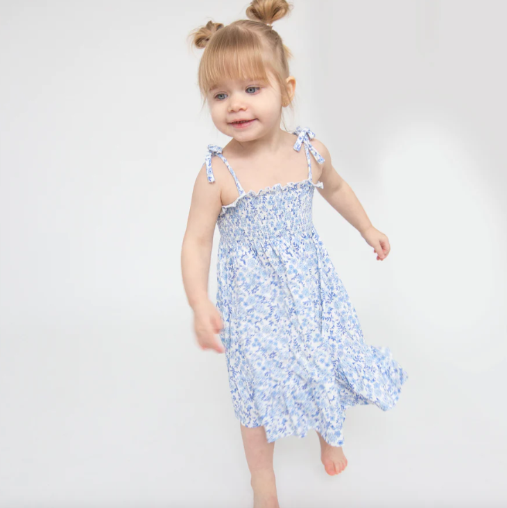 Angel Dear Angel Dear Blue Calico Floral Dress