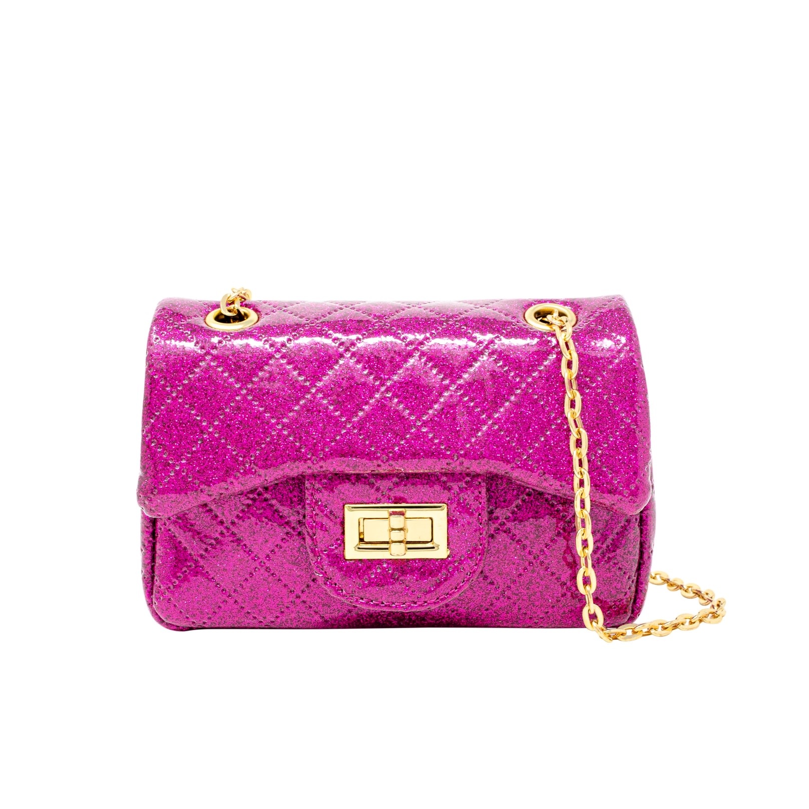 Classic Quilted Sparkle Mini Bag Hot Pink