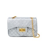Classic Quilted Sparkle Mini Bag Silver