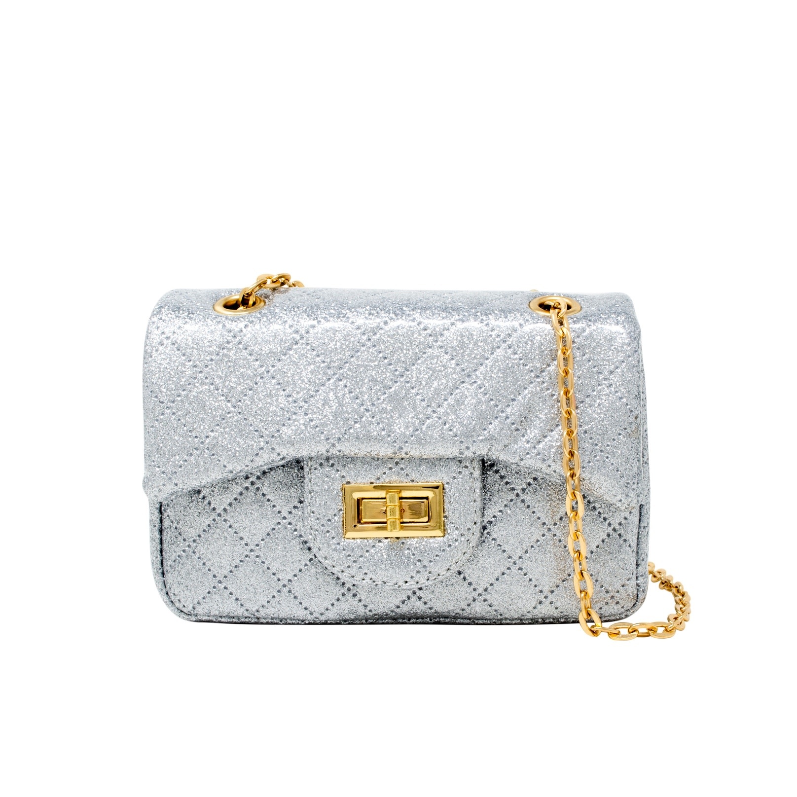 Classic Quilted Sparkle Mini Bag Silver