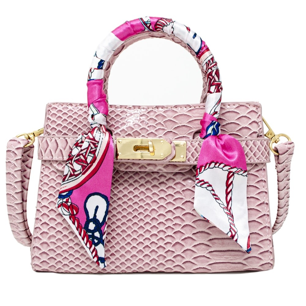 Crocodile Scarf Handbag Pink