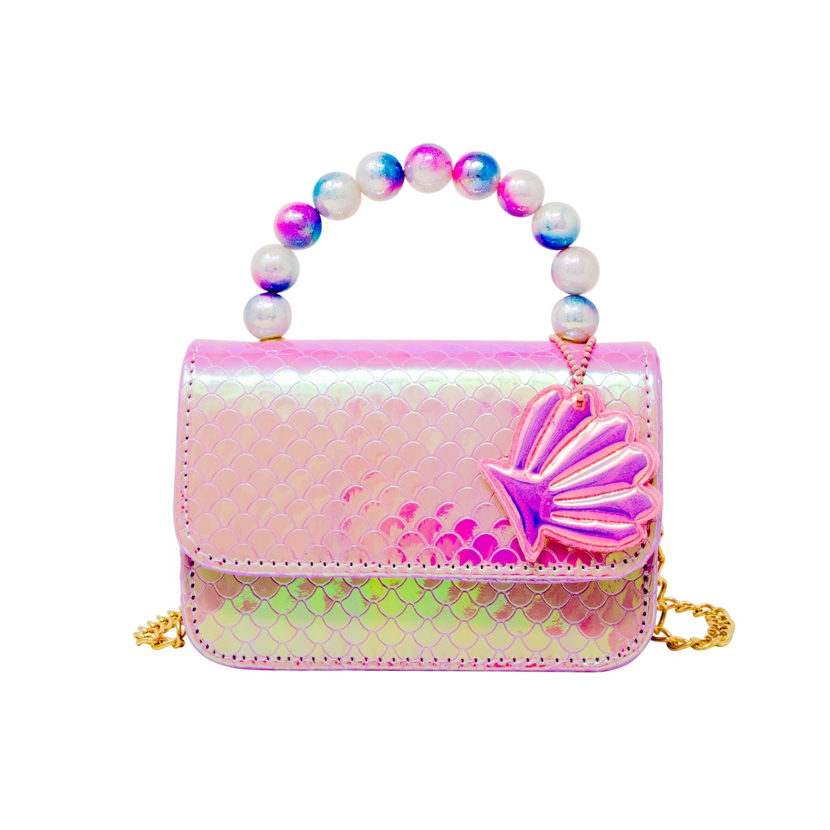 Mermaid Pearl Handle Seashell Bag Pink