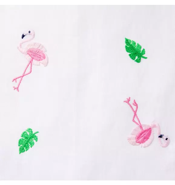 Janie and Jack Flamingo Embroidered Dress