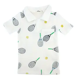 Oh Baby Tennis Print Terry Polo Shirt