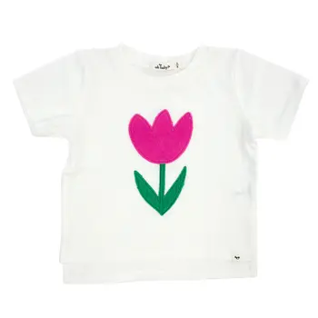 Oh Baby Oh Baby Tulip Terry Applique Slub Raw Edge Tee